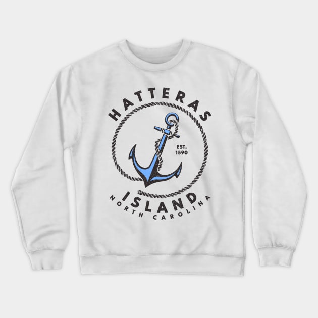 Vintage Anchor and Rope for Traveling to Hatteras Island, North Carolina Crewneck Sweatshirt by Contentarama